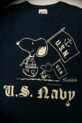 BUZZ RICKSON'S (バズリクソンズ) × PEANUTS (ピーナッツ)　半袖スヌーピーTシャツ　BR76844　"U.S. Navy"　ネイビー