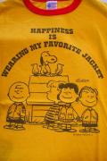 BUZZ RICKSON'S (バズリクソンズ) × PEANUTS (ピーナッツ)　半袖リンガーTシャツ　BR76688　"MY FAVORITE JACKET"　ゴールド×オレンジ
