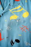 STAR OF HOLLYWOOD (スターオブハリウッド)　半袖オープンシャツ　SH39084　"ROCKIN' NOTES"　ブルー