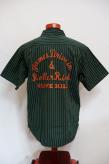 SUGAR CANE (シュガーケーン)　半袖ワークシャツ　SC39305　"COKE STRIPE WORK SHIRT with EMBROIDERED"　グリーン