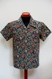ADJUSTABLE COSTUME (アジャスタブルコスチューム)　半袖オープンカラーシャツ　AS-137　"BEST OF MORRIS IRIS PRINT OPEN SHIRT"　ブルー