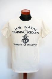 Dapper's (ダッパーズ)　半袖Tシャツ　1700　Military Crew Neck T Standard Sewing Model　"U.S.NAVAL USN"　オフホワイト/ネイビー