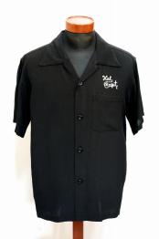 STYLE EYES (スタイルアイズ)　レーヨン・ボウリングシャツ　SE39261　"CUSTOM BODY SHOP"　ブラック