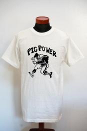 DUBBLE WORKS (ダブルワークス)　半袖Tシャツ　33005-04　"PIG POWER"　オフホワイト