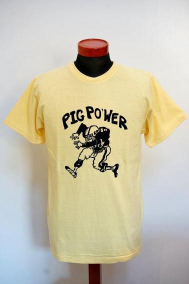 DUBBLE WORKS (ダブルワークス)　半袖Tシャツ　33005-04　"PIG POWER"　ペールイエロー