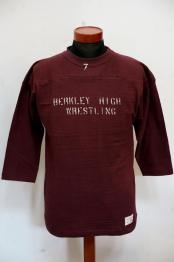 WARE HOUSE (ウエアハウス)　7分袖フットボールTシャツ　4063　"BERKLEY HIGH"　ボルドー