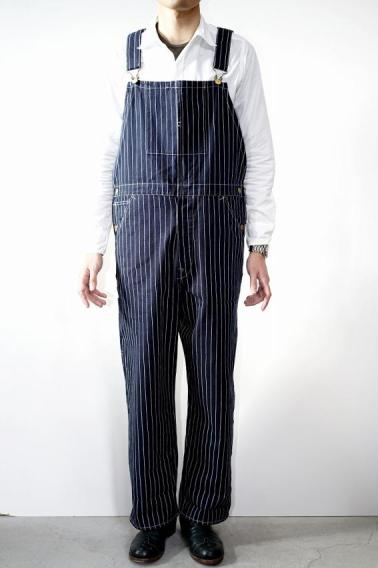 HEAD LIGHT (ヘッドライト)　ストライプデニム・オーバーオール　HD42498　"SPECIAL WOVEN STRIPE DENIM LOW BACK OVERALLS"　ワンウォッシュ